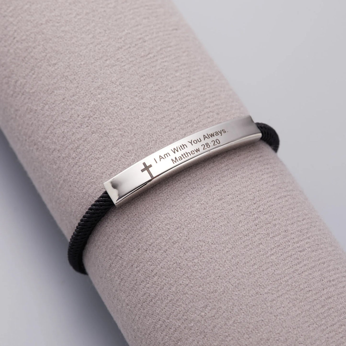 New Trendy Cross Bible Laser Engraving Letters Bracelet - Stainless Steel Bracelet for Men and Women, Personality Jewelry Gift
