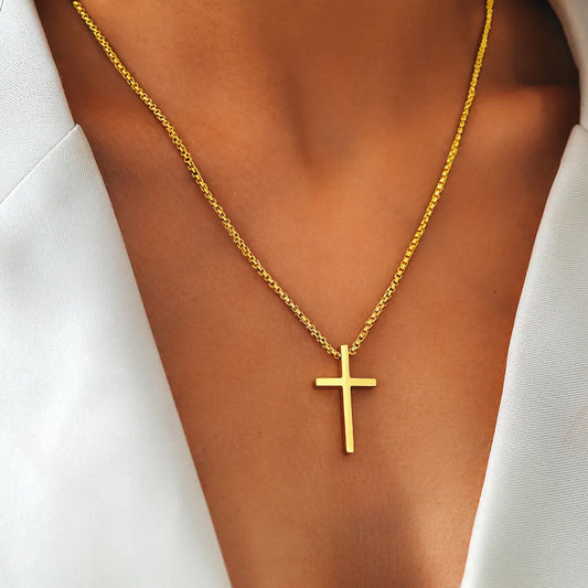 Streetwear Stainless Steel Cross Necklace: Unisex Fashion Pendant