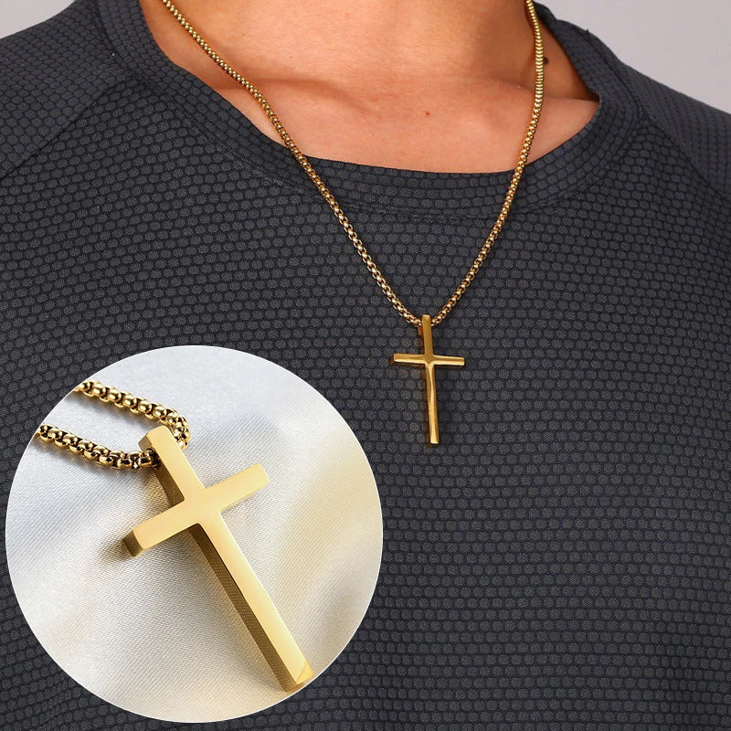 Stainless Steel Cross Pendant Necklace: Unisex Fashion Jewelry