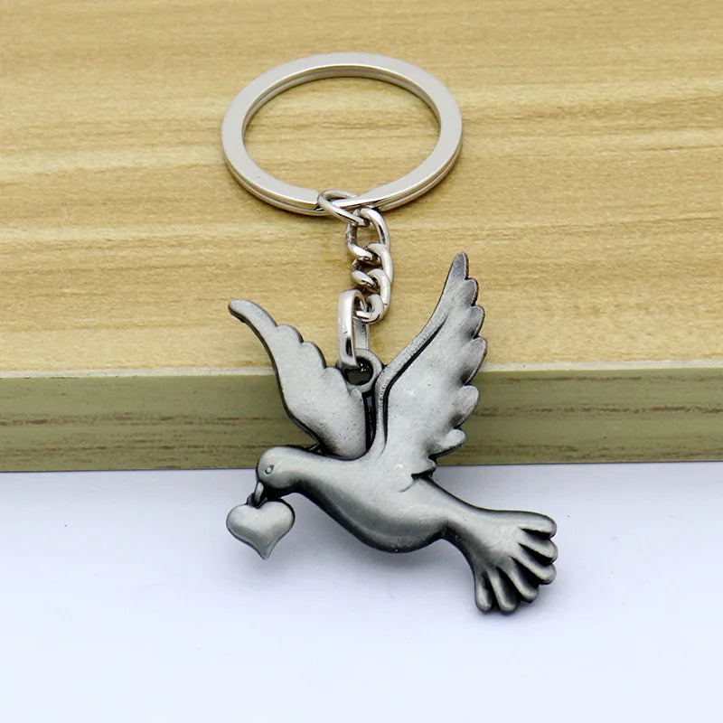 Retro Catholic Christianity Necklace & Keychain: Jesus, Holy Spirit, Peace Dove - Exquisite Jewelry & Keychains Wholesale
