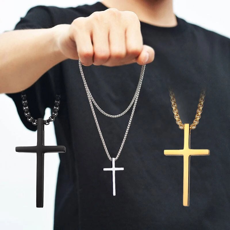 Stainless Steel Cross Pendant Necklace: Unisex Fashion Jewelry